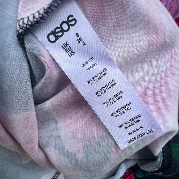 ASOS Maternity Rose Print Bodycon Dress Size 4 - Scoop Neck, 3/4 Sleeve, Stretch - Picture 15 of 16